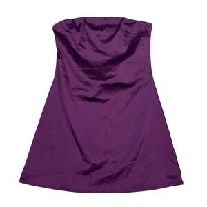 Lyaner Womens Purple Strapless Satin Cowl Back Mini Dress Size Medium